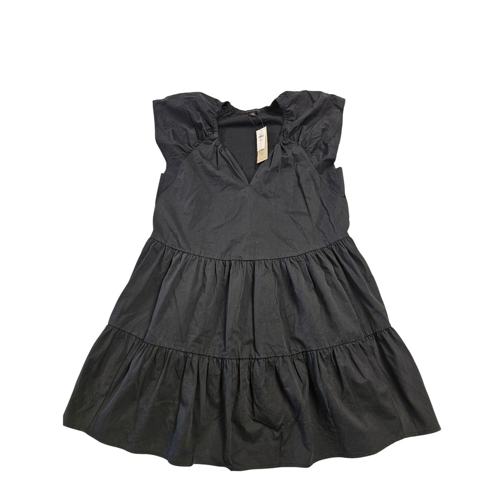 Banana Republic Black Tiered Mini Dress Petite Medium‎ Cotton Rayon 821064-03-1